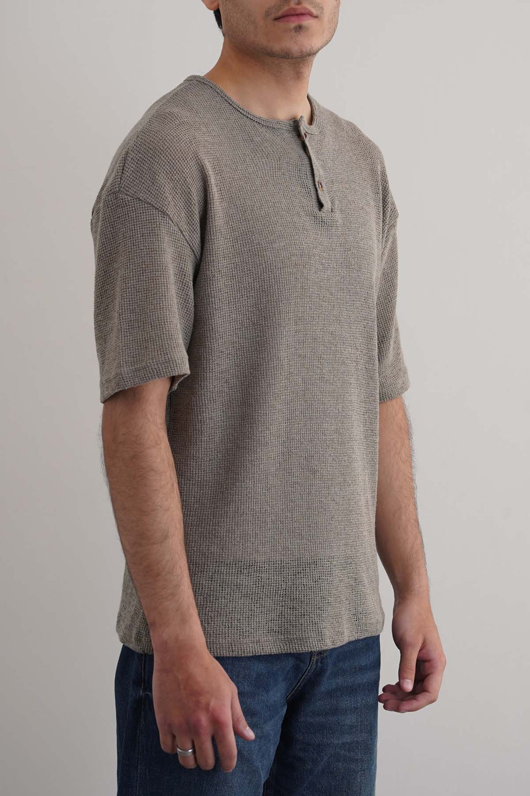 GREY JACQUARD HENLEY