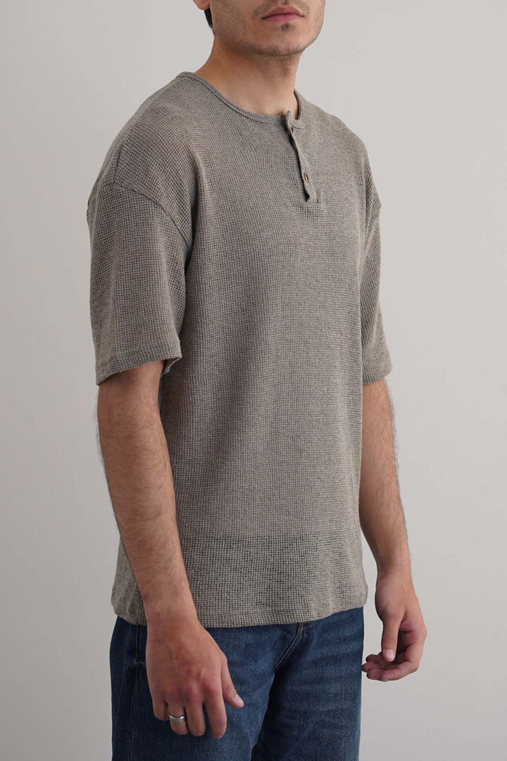 GREY JACQUARD HENLEY