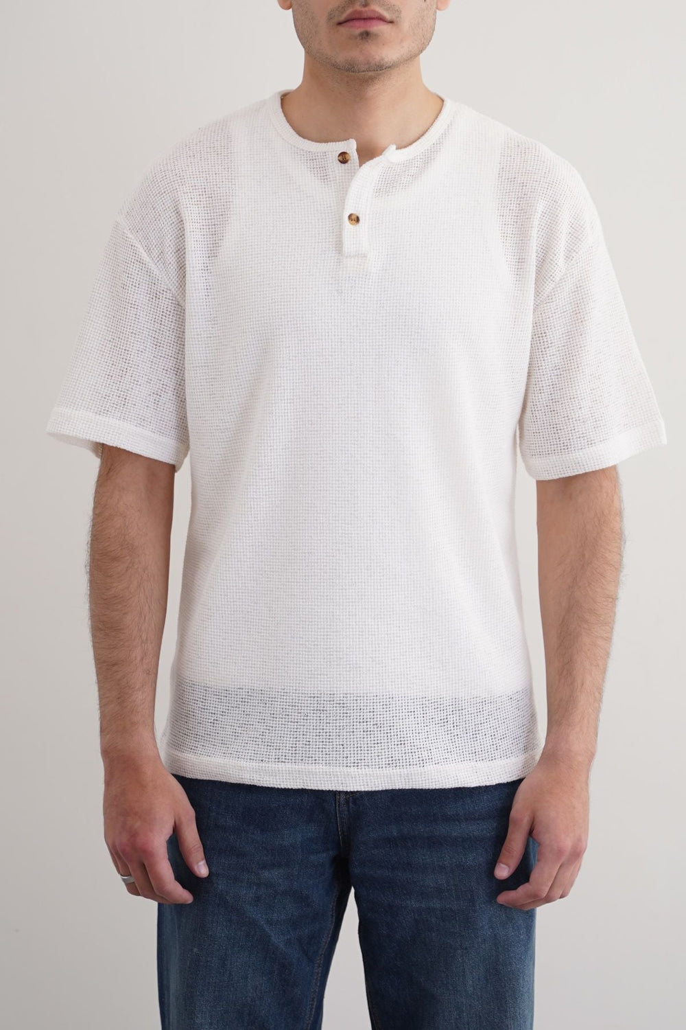 IVORY JACQUARD HENLEY