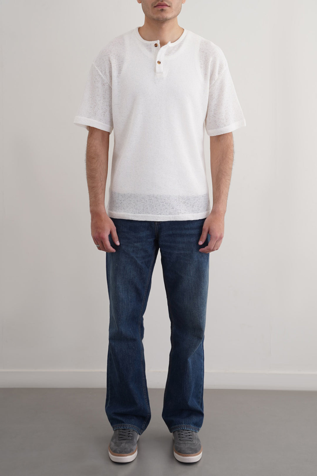IVORY JACQUARD HENLEY
