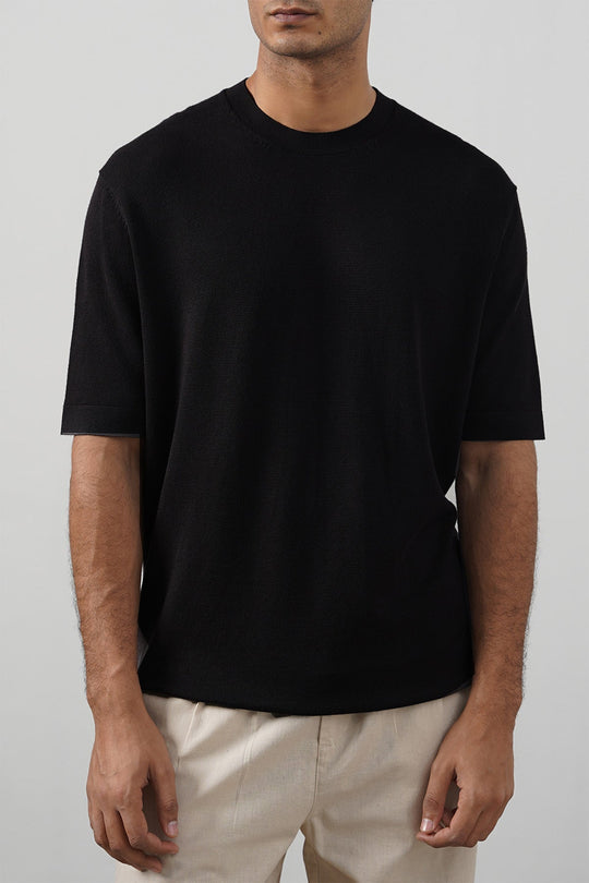 BLACK SNUG KNIT TEE