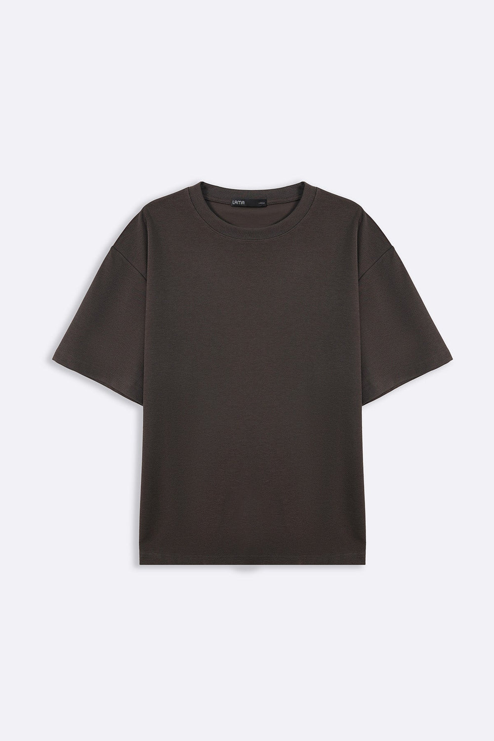 DARK BROWN TEXTURED KNITTED CREW