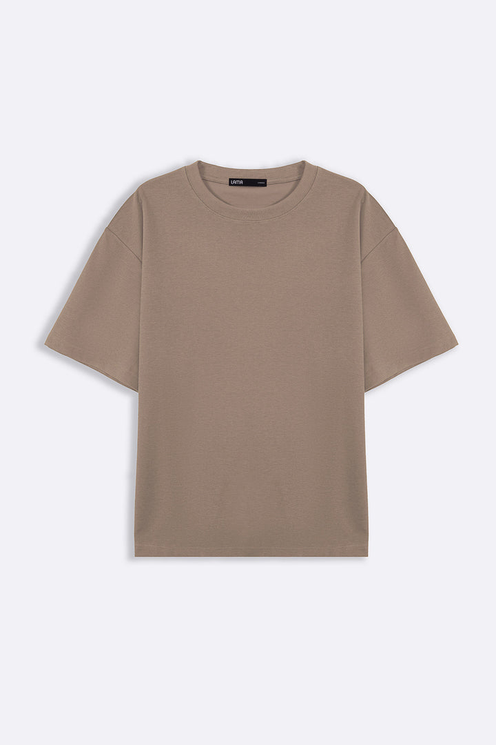 KHAKI TEXTURED KNITTED CREW