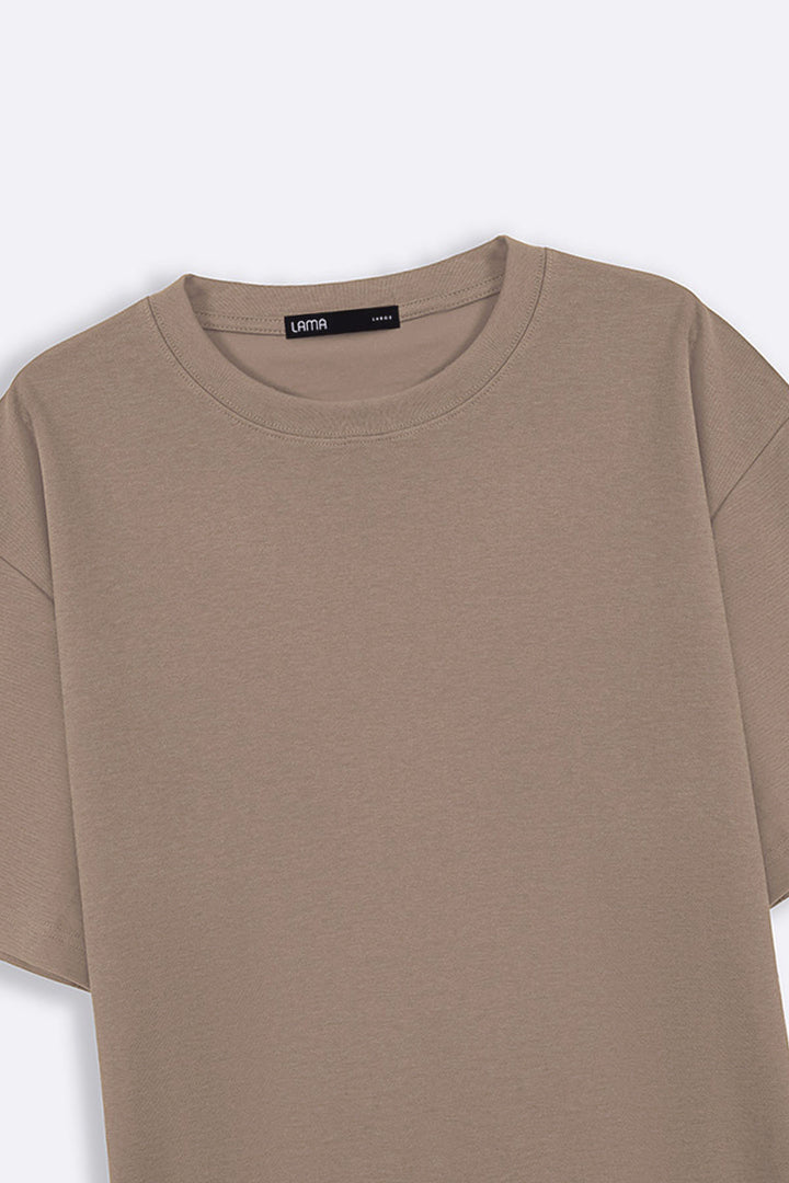 KHAKI TEXTURED KNITTED CREW