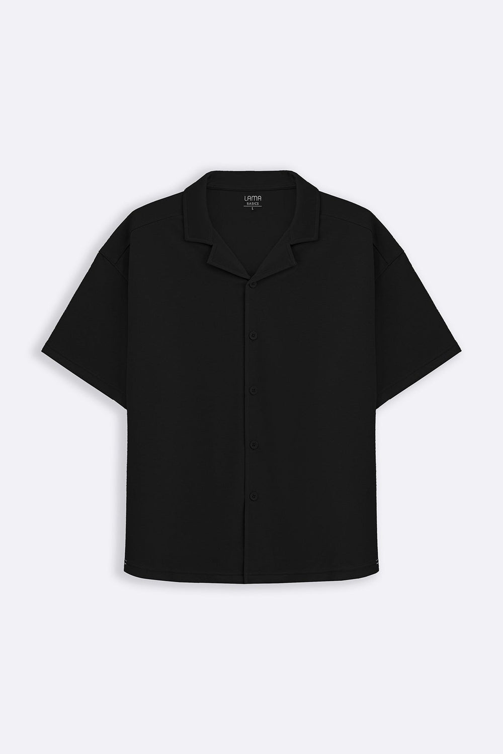 BLACK KNITTED RESORT SHIRT