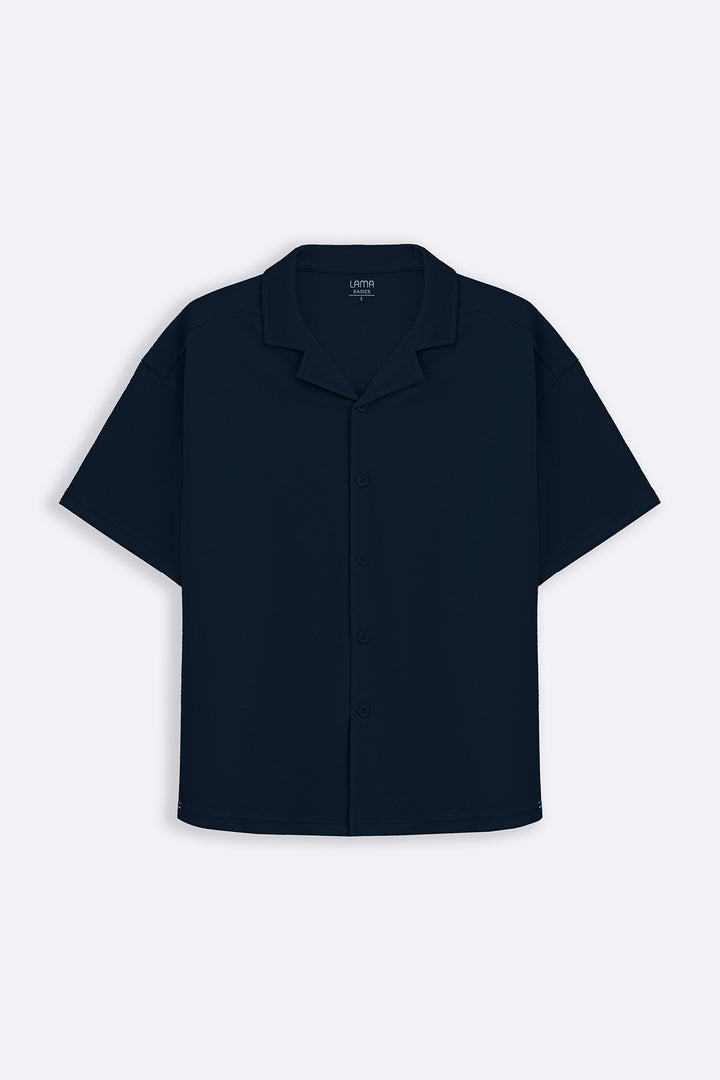 NAVY KNITTED RESORT SHIRT