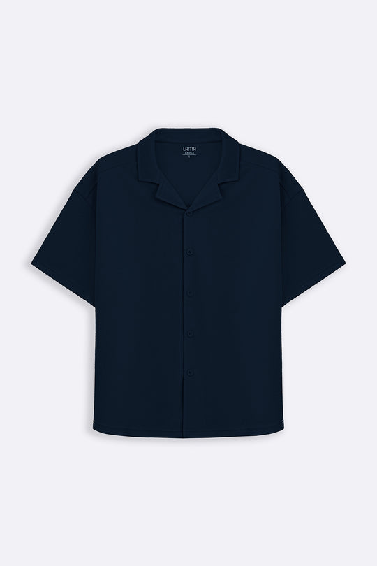 NAVY KNITTED RESORT SHIRT