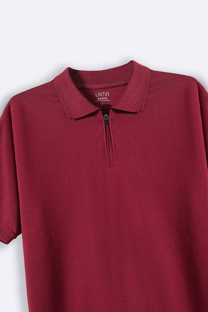 MAROON QUARTER ZIP POLO