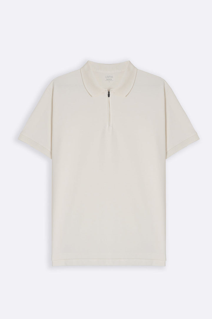 OFF WHITE QUARTER ZIP POLO