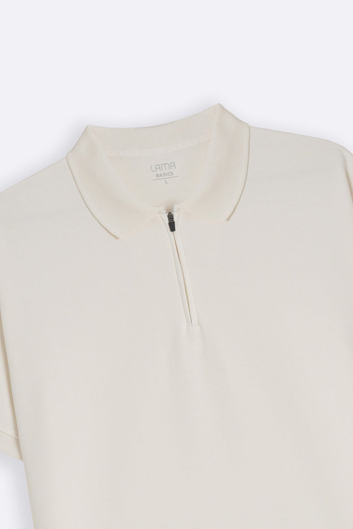 OFF WHITE QUARTER ZIP POLO
