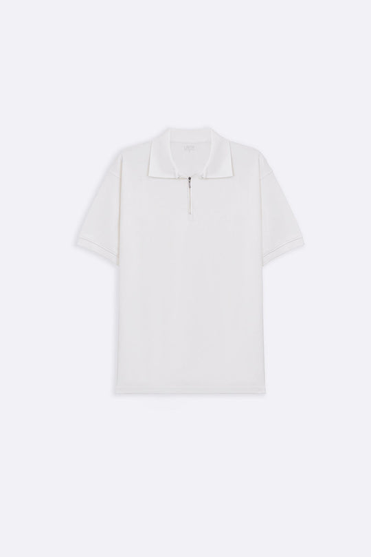 WHITE QUARTER ZIP POLO