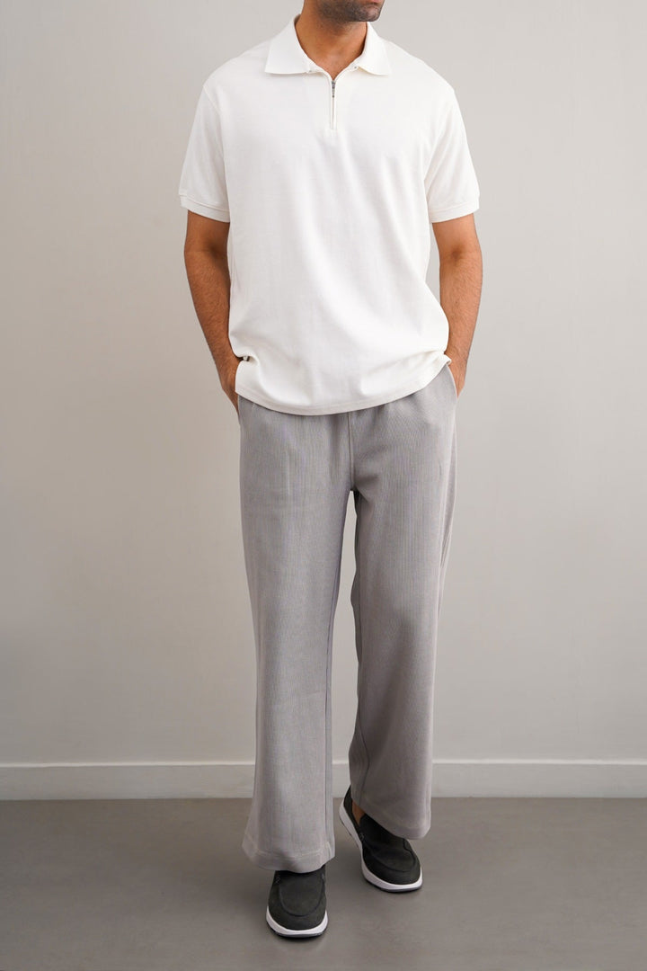 WHITE QUARTER ZIP POLO