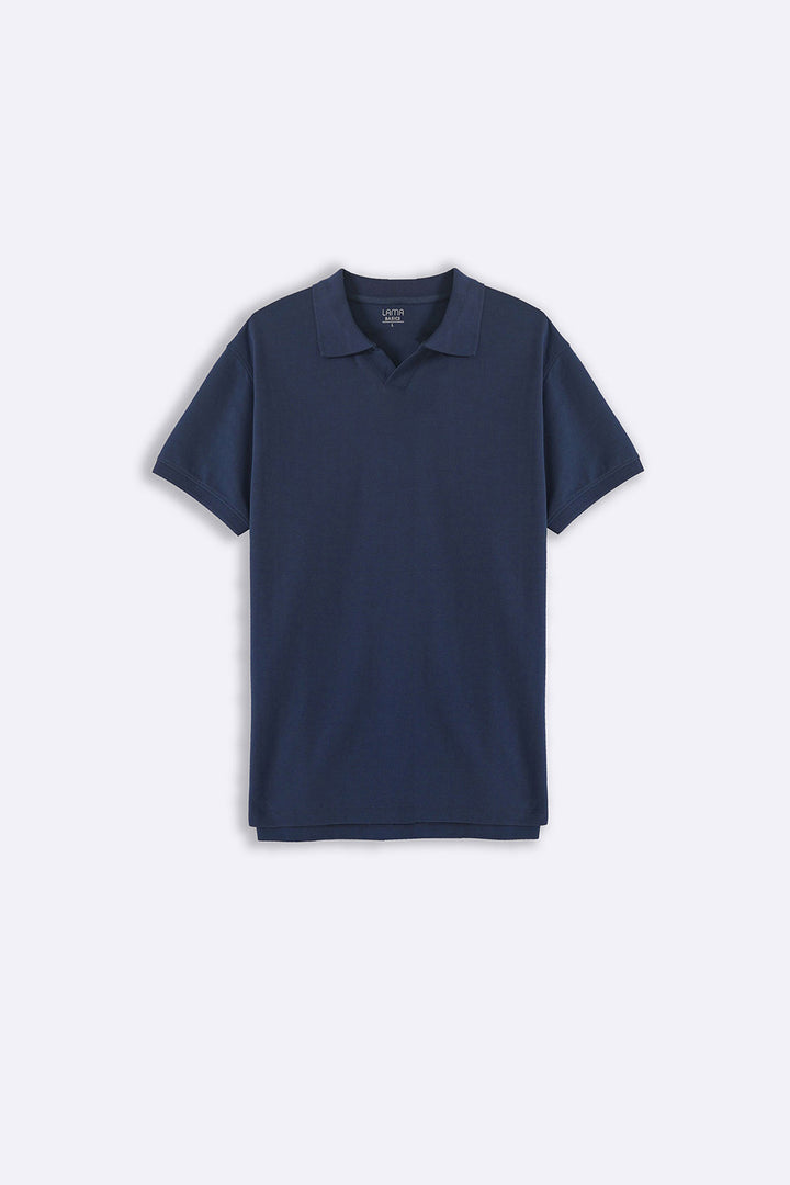 MID BLUE KNITTED POLO