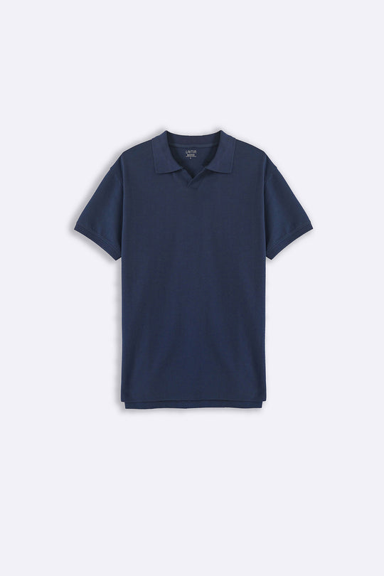MID BLUE KNITTED POLO
