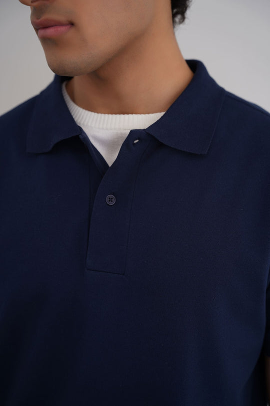 NAVY COTTON POLO SHIRT