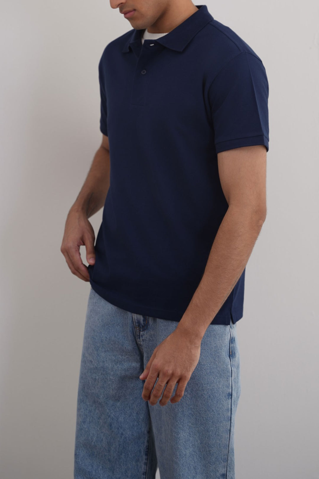 NAVY COTTON POLO SHIRT