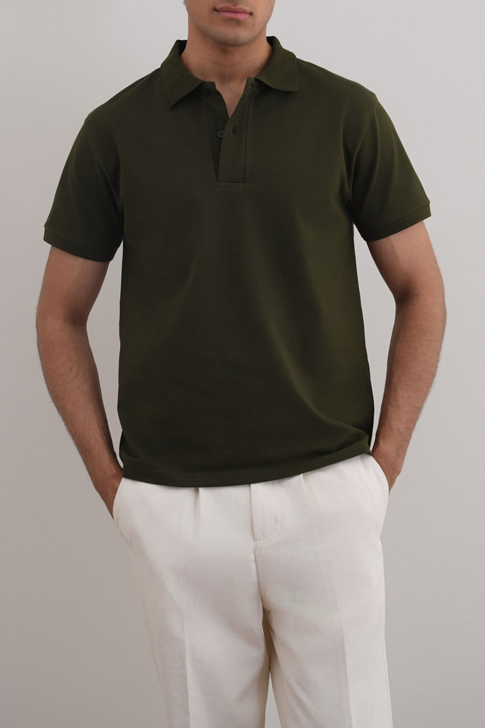 OLIVE COTTON POLO SHIRT