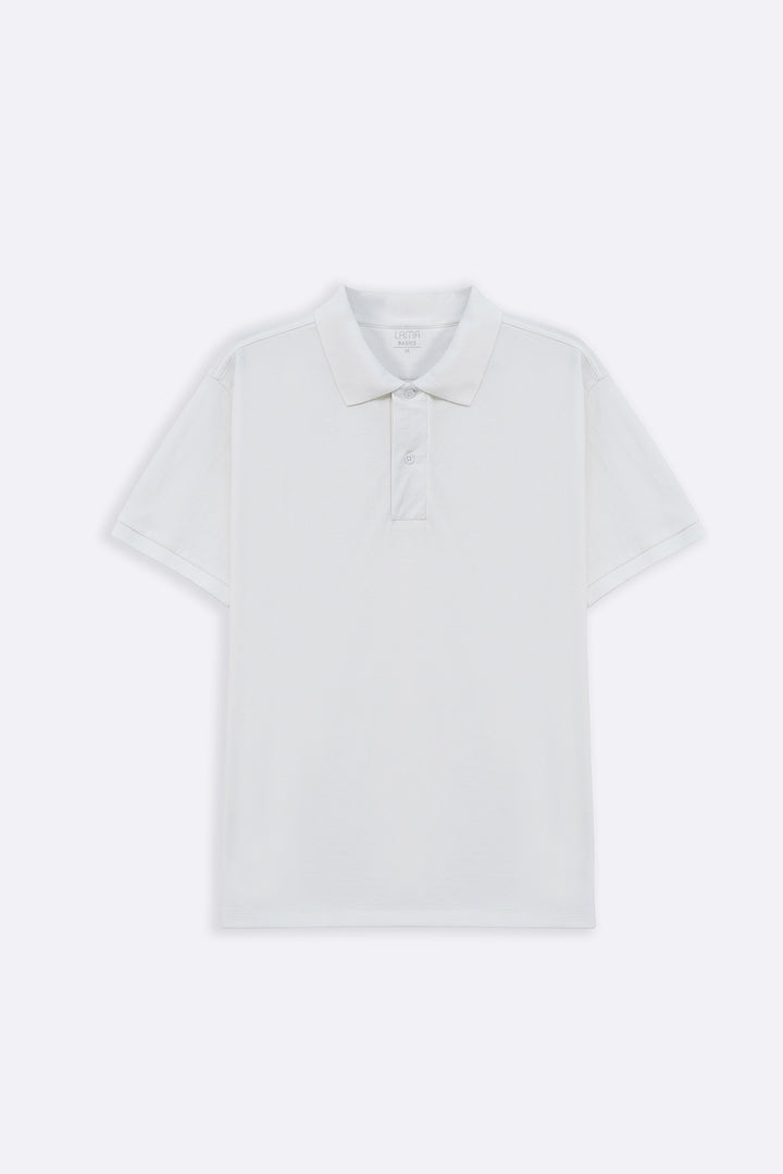 WHITE COTTON POLO SHIRT