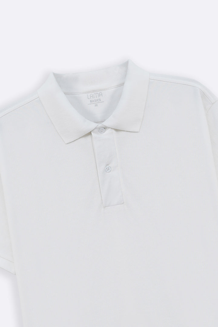 WHITE COTTON POLO SHIRT