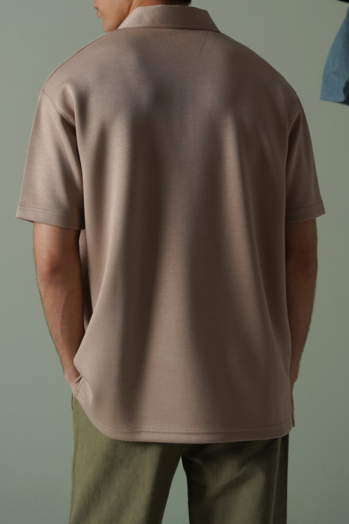 BEIGE ZIPPER POLO