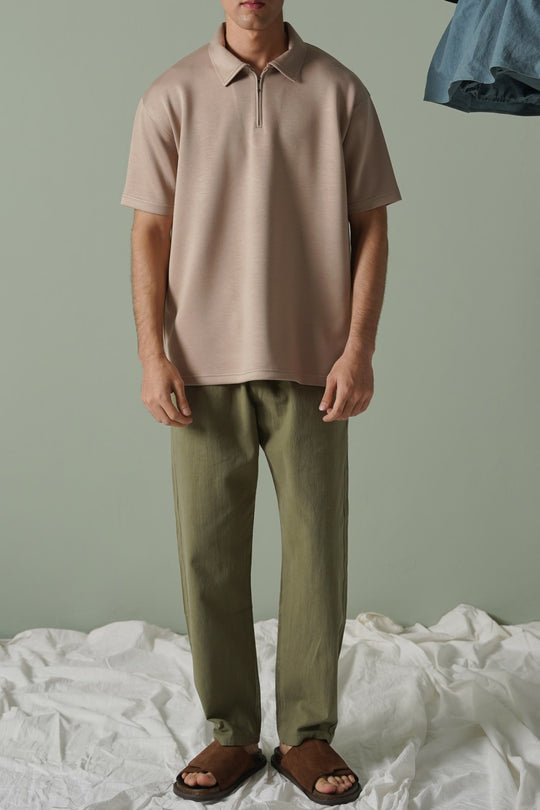 BEIGE ZIPPER POLO