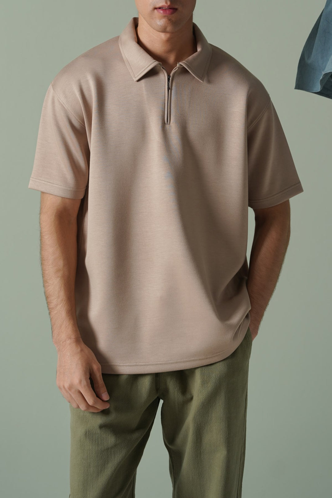 BEIGE ZIPPER POLO