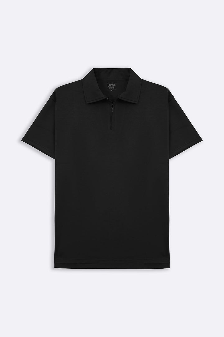 BLACK ZIPPER POLO