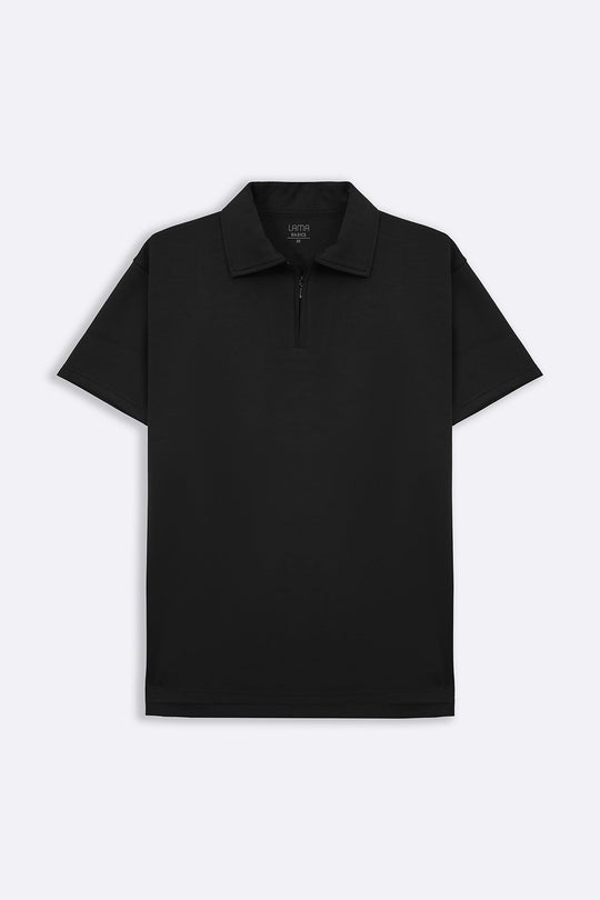 BLACK ZIPPER POLO