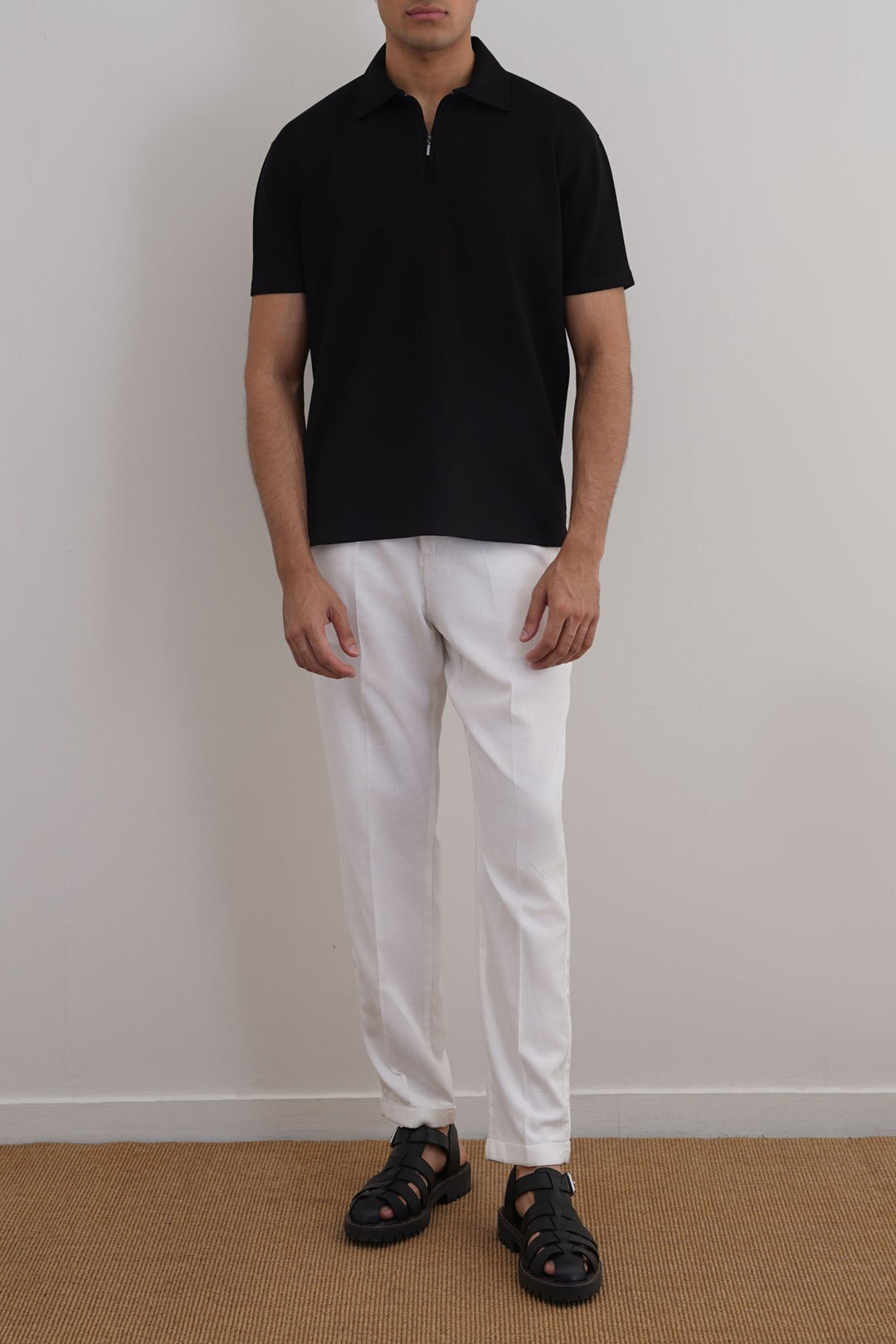 BLACK ZIPPER POLO