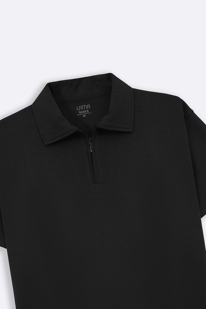 BLACK ZIPPER POLO