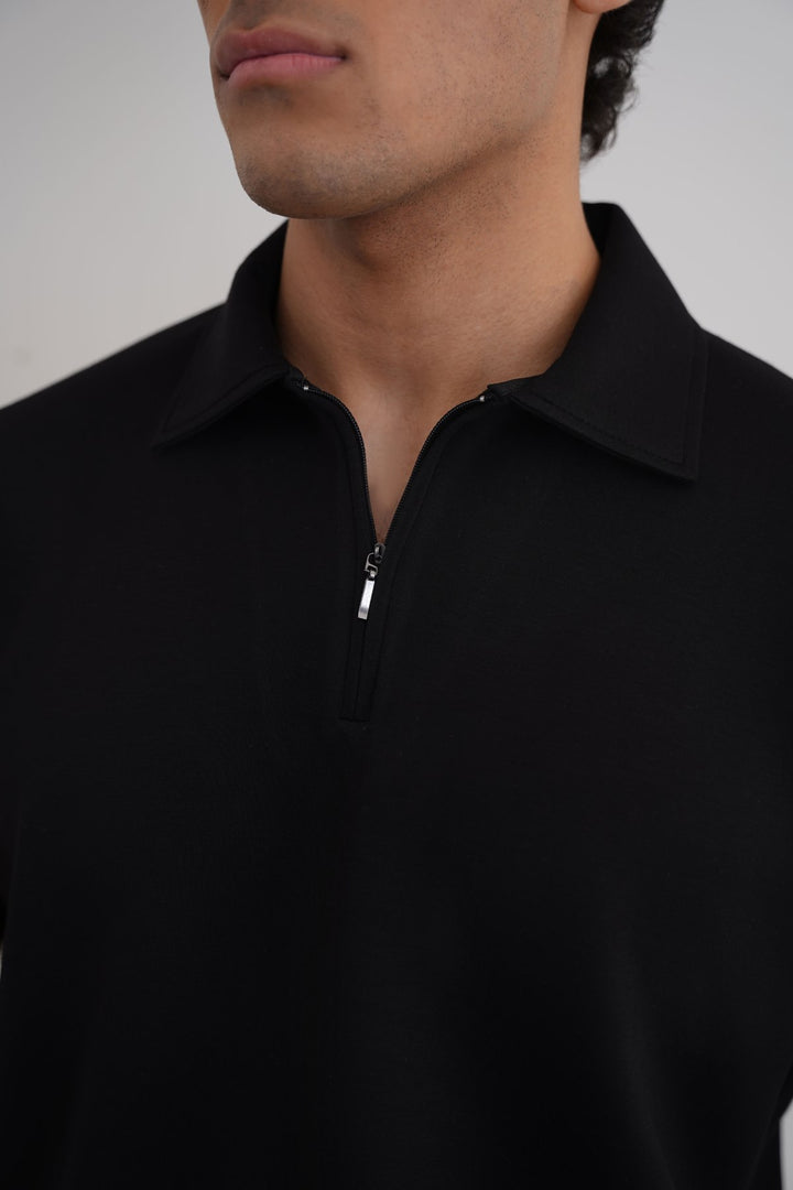 BLACK ZIPPER POLO