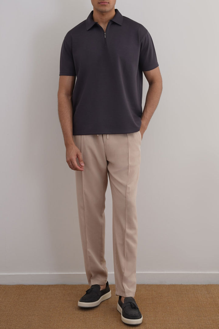 CHARCOAL ZIPPER POLO