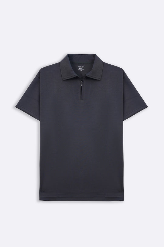 CHARCOAL ZIPPER POLO