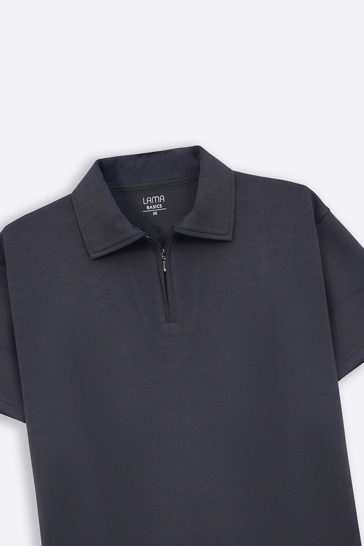 CHARCOAL ZIPPER POLO