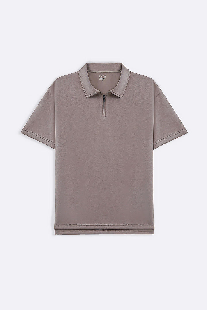 KHAKI ZIPPER POLO