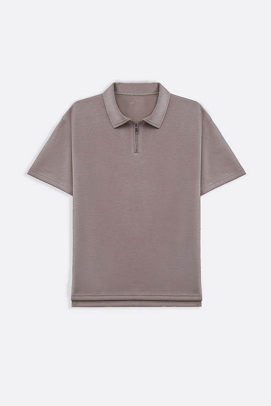 KHAKI ZIPPER POLO