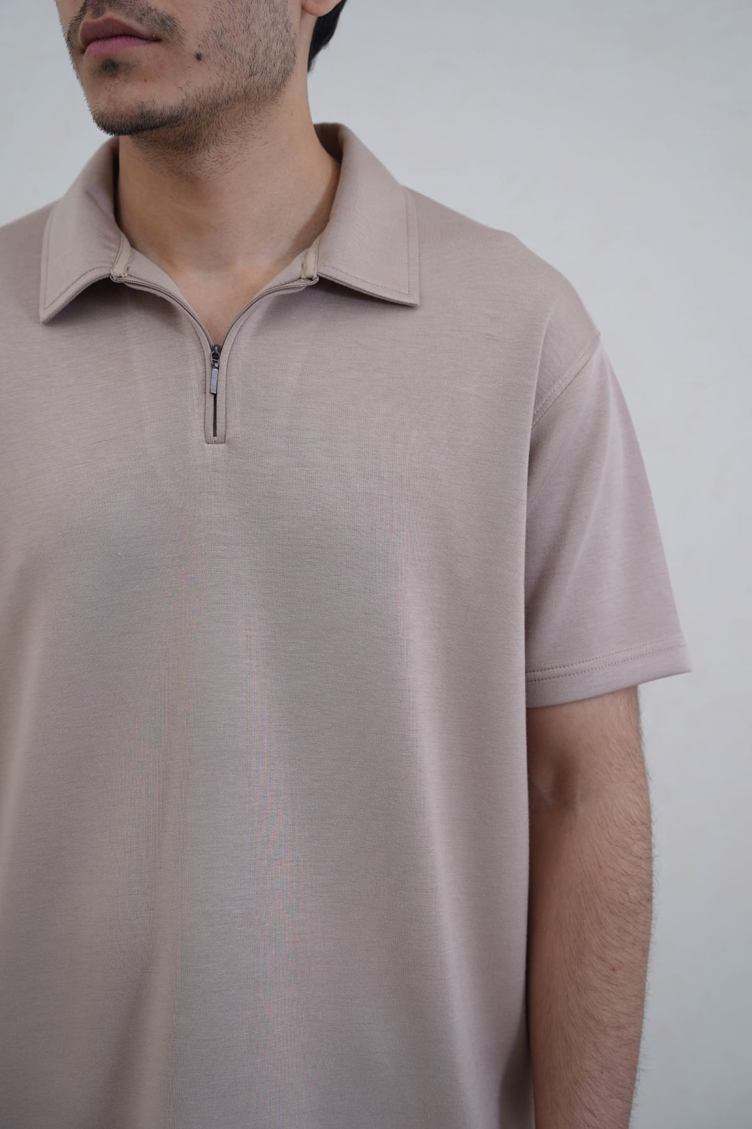 KHAKI ZIPPER POLO