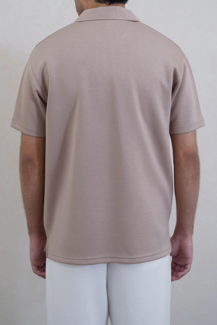 KHAKI ZIPPER POLO
