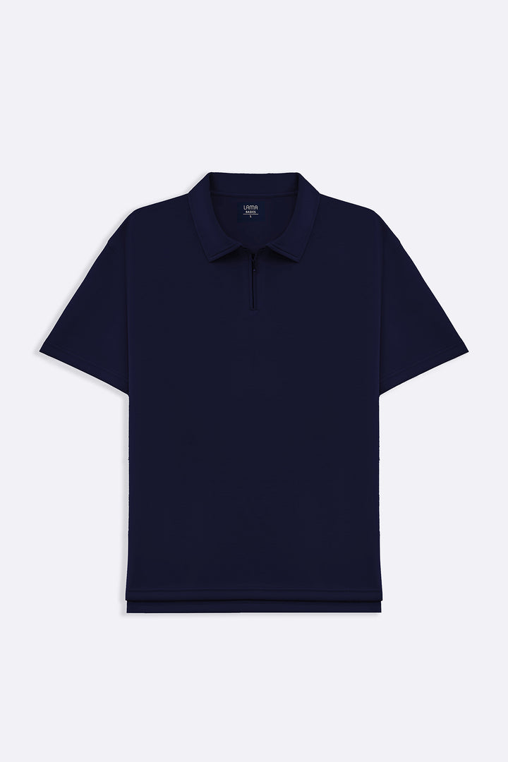NAVY ZIPPER POLO