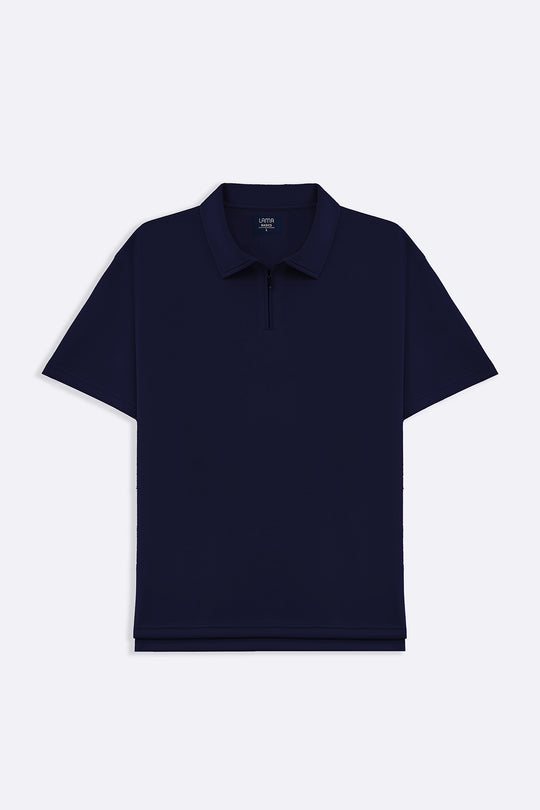 NAVY ZIPPER POLO
