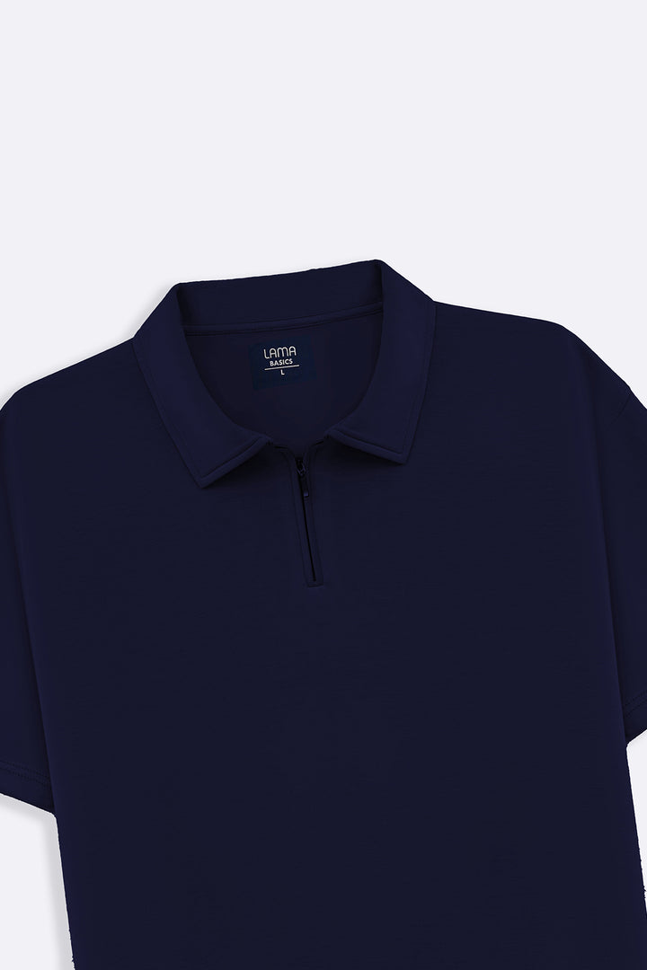 NAVY ZIPPER POLO