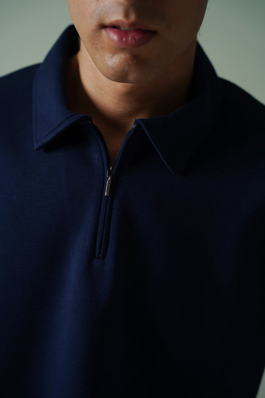 NAVY ZIPPER POLO
