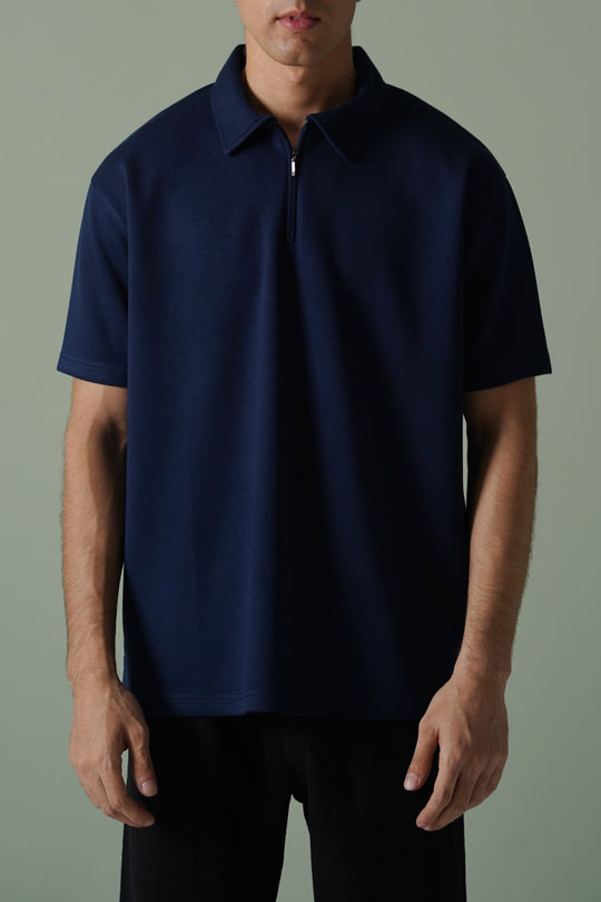 NAVY ZIPPER POLO