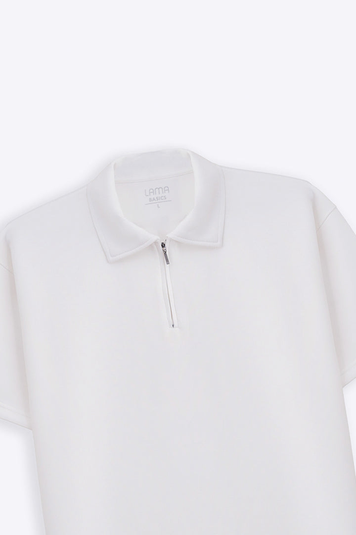 WHITE ZIPPER POLO