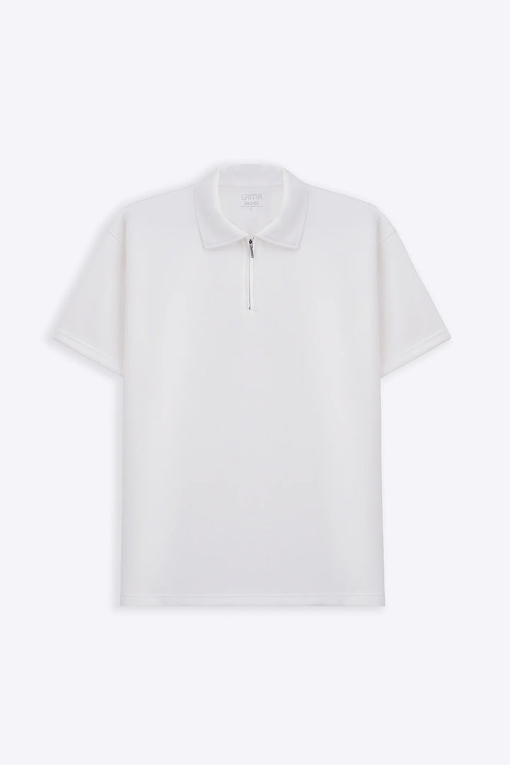 WHITE ZIPPER POLO
