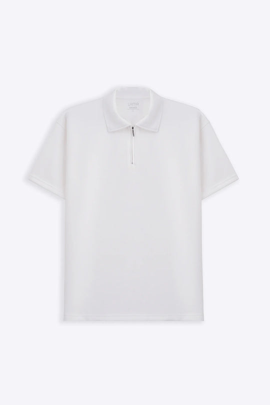 WHITE ZIPPER POLO
