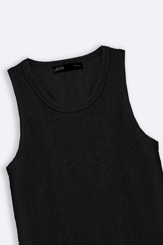 BLACK RIBBED TANK TOP