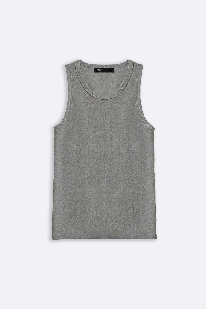 HEATHER GREY RIBBED TANK TOP