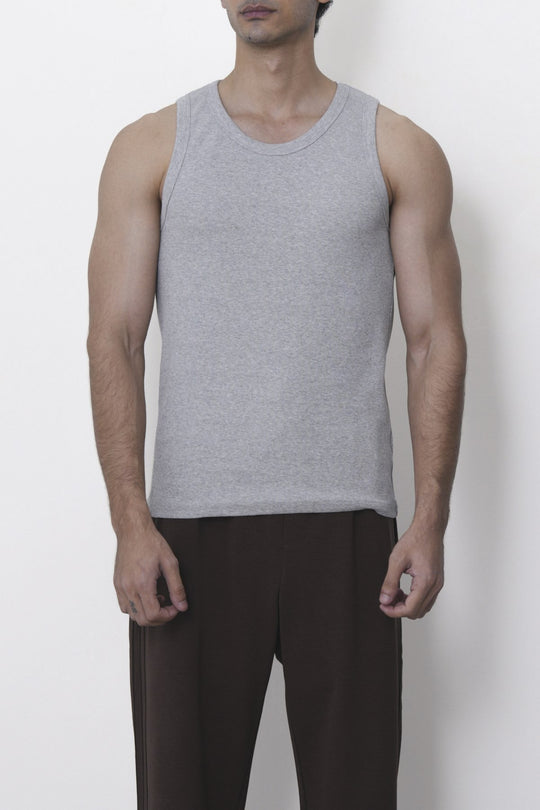 HEATHER GREY RIBBED TANK TOP