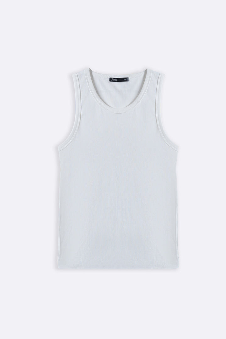 WHITE RIBBED TANK TOP